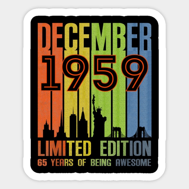 December 1959 65 Years Of Being Awesome Limited Edition Sticker by Red and Black Floral